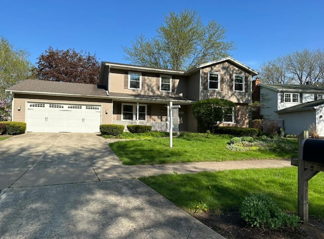 986 Rossmere Ct, Naperville, IL 60540 - traditional-style home with driveway, an attached garage, a porch, and a front yard