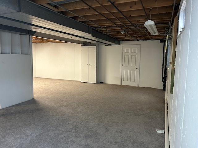 below grade area with carpet floors