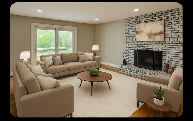 986 Rossmere Ct, Naperville, IL 60540 - living room featuring wood finished floors, a fireplace, baseboards, and recessed lighting