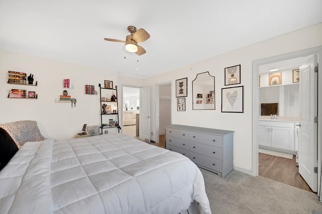 1705 Kraft Ave, Batavia, IL 60510 - bedroom with ceiling fan, connected bathroom, and light carpet