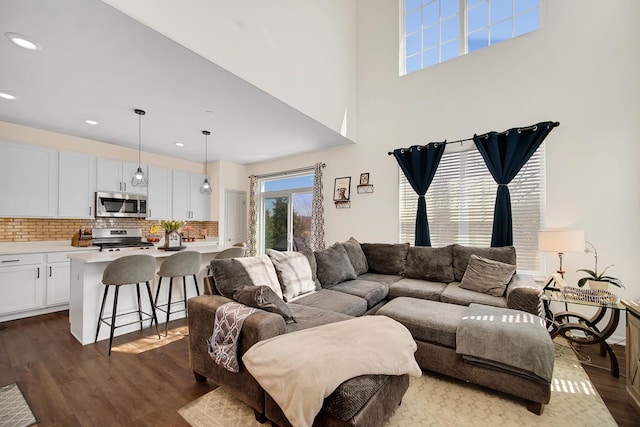 1705 Kraft Ave, Batavia, IL 60510 - living area with dark wood-style floors and recessed lighting