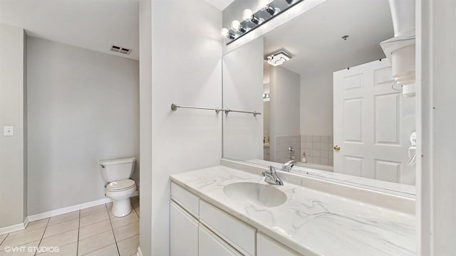 400 W Ontario St Unit 606, Chicago, IL 60654 - bathroom featuring vanity, baseboards, tile patterned flooring, toilet, and visible vents