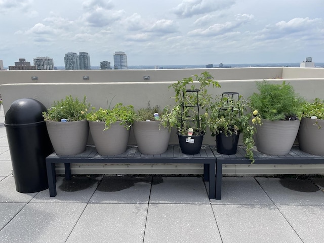 balcony featuring a view of city and a patio area