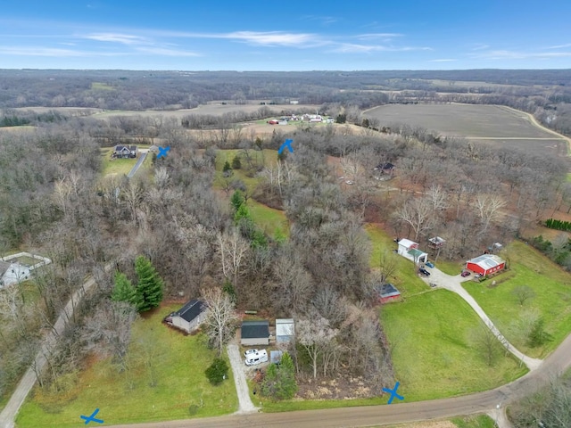 drone / aerial view featuring a rural view