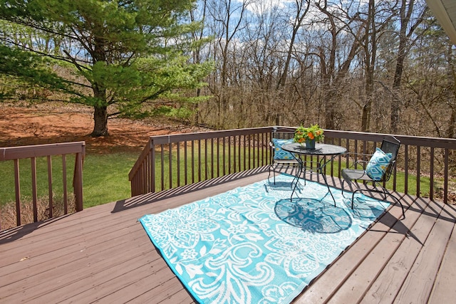deck with a yard