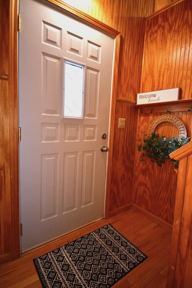 foyer with wood finished floors