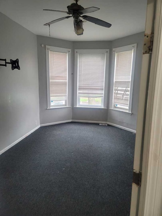 6506 S Eberhart Ave, Chicago, IL 60637 - spare room featuring a ceiling fan, dark colored carpet, and baseboards