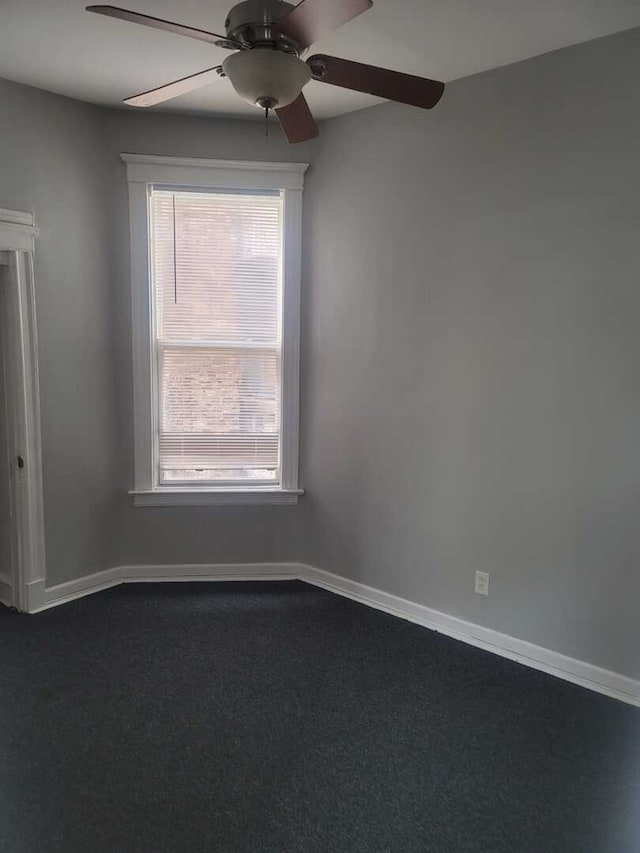 6506 S Eberhart Ave, Chicago, IL 60637 - spare room with baseboards, dark carpet, and a ceiling fan