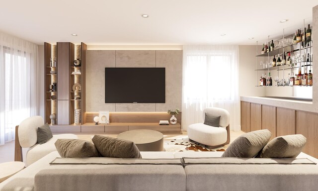 529 N Hartland Ct, Chicago, IL 60622 - living area featuring a bar