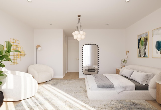 529 N Hartland Ct, Chicago, IL 60622 - bedroom with light wood-style floors and recessed lighting