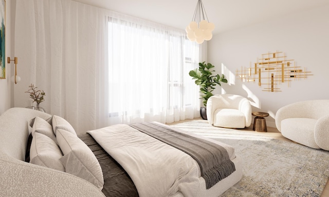 529 N Hartland Ct, Chicago, IL 60622 - bedroom with a chandelier and wood finished floors