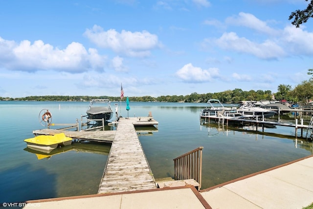 dock area featuring a water view and boat lift