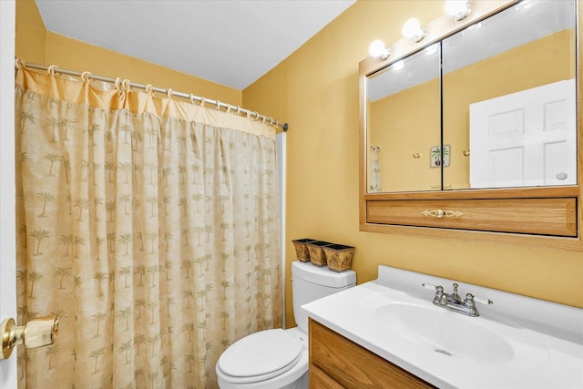 504 N 4th St, Saint Joseph, IL 61873 - bathroom featuring toilet, vanity, and curtained shower