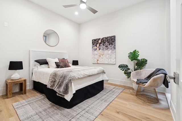 3951 N Wayne Ave Unit 404, Chicago, IL 60613 - bedroom with a ceiling fan, recessed lighting, wood finished floors, and baseboards