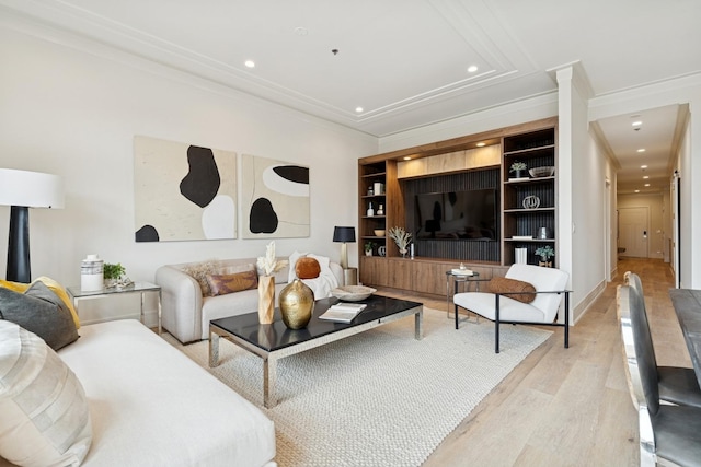 3951 N Wayne Ave Unit 404, Chicago, IL 60613 - living area featuring crown molding, recessed lighting, and light wood-style floors