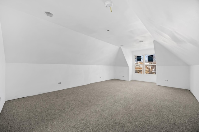 additional living space with carpet and vaulted ceiling
