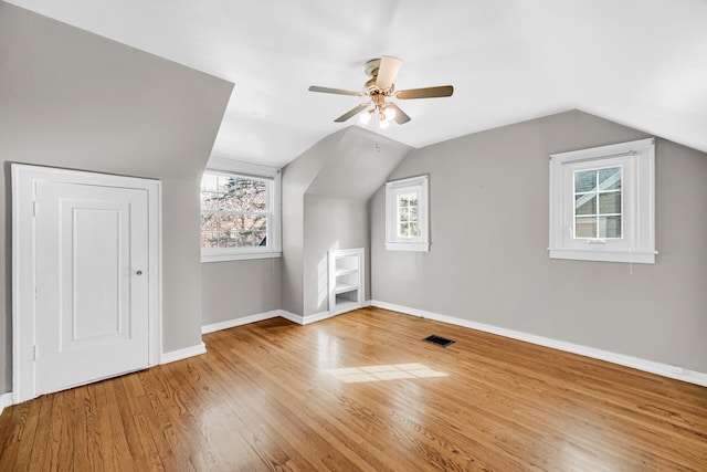 2242 Macdonald Ln, Flossmoor, IL 60422 - bonus room with baseboards, a healthy amount of sunlight, wood finished floors, vaulted ceiling, and visible vents