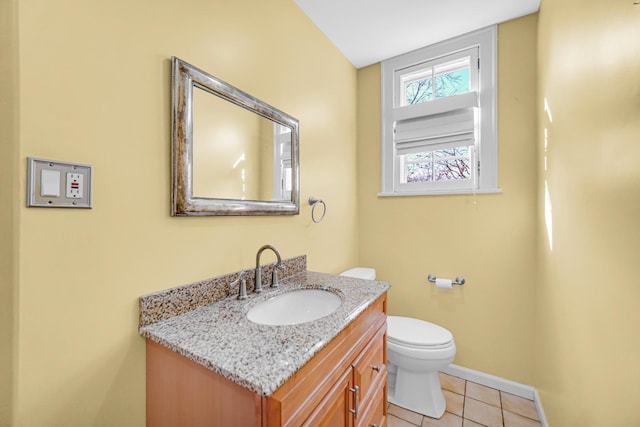 2242 Macdonald Ln, Flossmoor, IL 60422 - half bathroom with tile patterned flooring, baseboards, toilet, and vanity