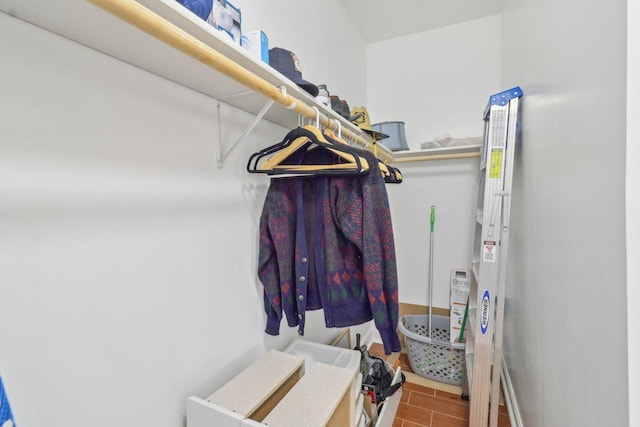 walk in closet with wood tiled floor