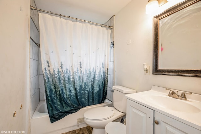 350 E Tulip Dr, Glenwood, IL 60425 - bathroom with toilet, shower / bath combination with curtain, and vanity