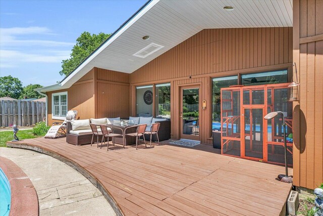 615 Haines Blvd, Champaign, IL 61820 - wooden terrace with an outdoor living space and fence