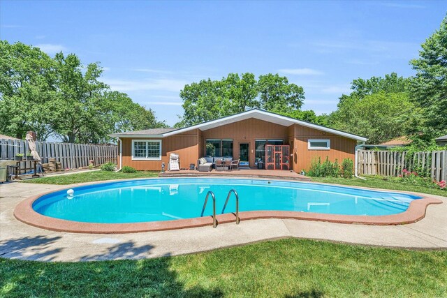 615 Haines Blvd, Champaign, IL 61820 - view of swimming pool featuring a fenced backyard, a fenced in pool, and an outdoor hangout area