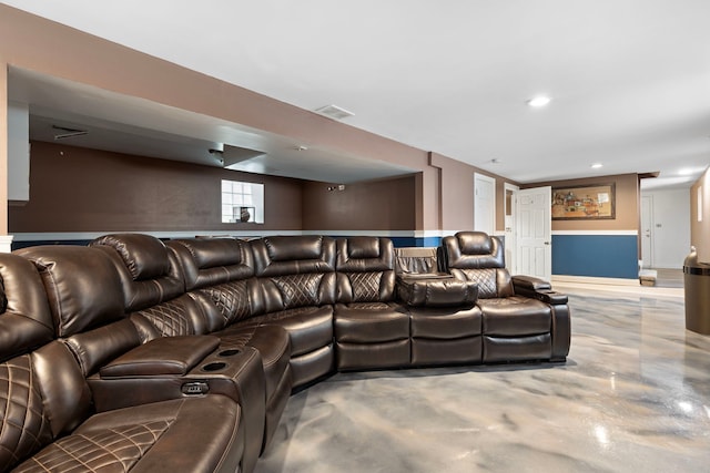 7559 S Michigan Ave, Chicago, IL 60619 - home theater featuring concrete flooring, recessed lighting, and baseboards