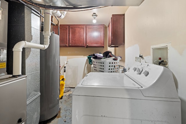 7559 S Michigan Ave, Chicago, IL 60619 - laundry room with cabinet space, washing machine and dryer, heating unit, and water heater