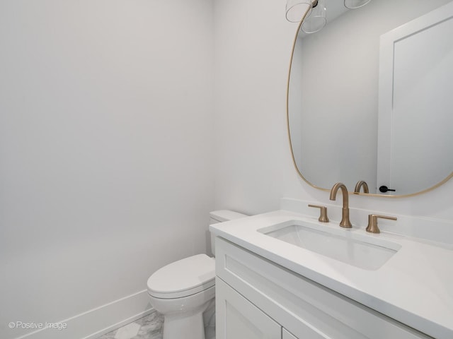 2141 W Grace St, Chicago, IL 60618 - half bathroom with marble look tile flooring and vanity