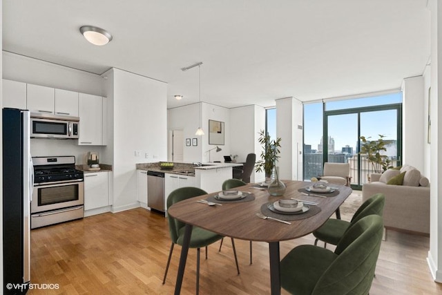 225 N Columbus Dr Unit 5703, Chicago, IL 60601 - dining space featuring light wood-type flooring and a wall of windows
