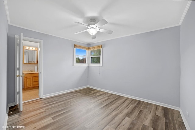 236 Indianwood Blvd, Park Forest, IL 60466 - unfurnished room with crown molding, a ceiling fan, baseboards, and dark wood-type flooring