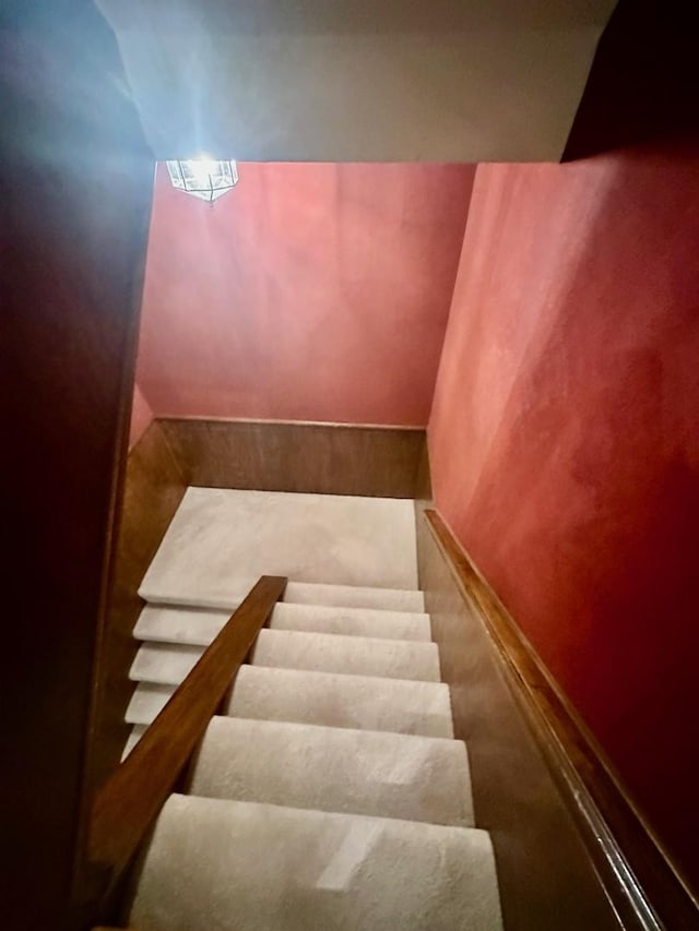 1927 Mission Hills Ln, Northbrook, IL 60062 - staircase featuring carpet and lofted ceiling