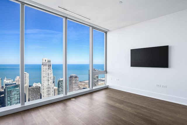 363 E Wacker Dr Unit 6306, Chicago, IL 60601 - empty room featuring floor to ceiling windows, wood finished floors, and baseboards