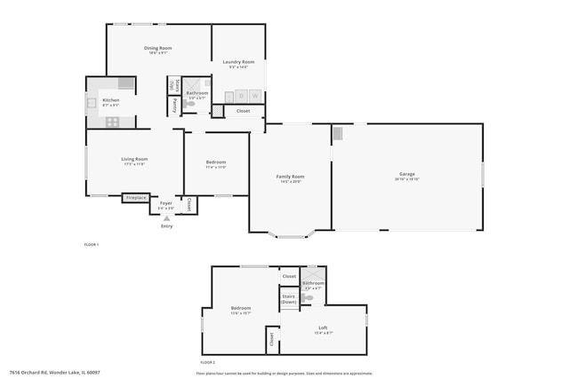 7616 Orchard Rd, Wonder Lake, IL 60097 - view of floor plan / room layout