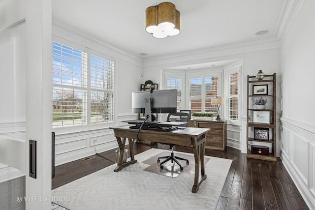 6 Shenandoah Cir S, Barrington, IL 60010 - home office with a wealth of natural light, a decorative wall, and dark wood-style floors