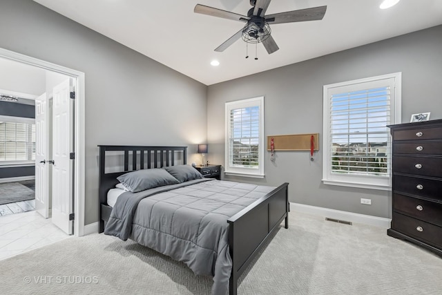 6 Shenandoah Cir S, Barrington, IL 60010 - bedroom featuring recessed lighting, visible vents, ceiling fan, and baseboards