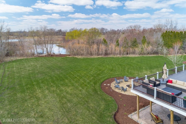 6 Shenandoah Cir S, Barrington, IL 60010 - view of yard with a patio, an outdoor living space, and a deck with water view