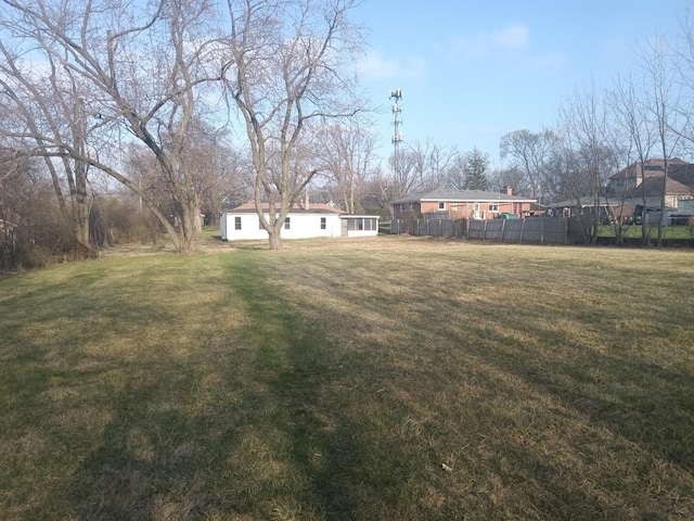 view of yard featuring fence