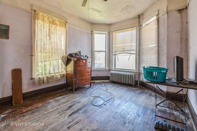 7206 S Champlain Ave, Chicago, IL 60619 - living area featuring radiator, hardwood / wood-style flooring, and a ceiling fan