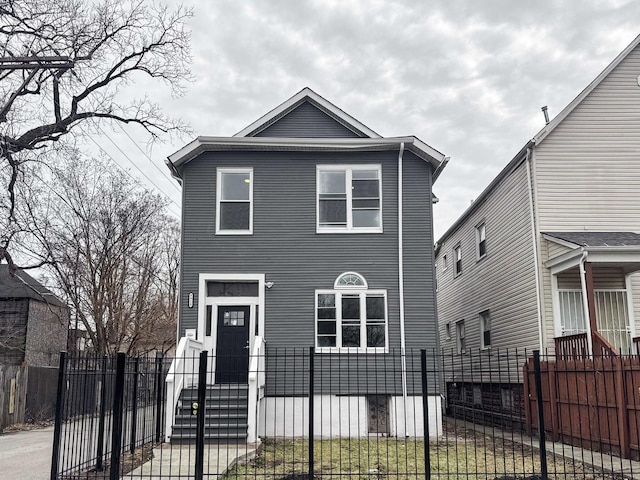 view of front of house with a fenced front yard
