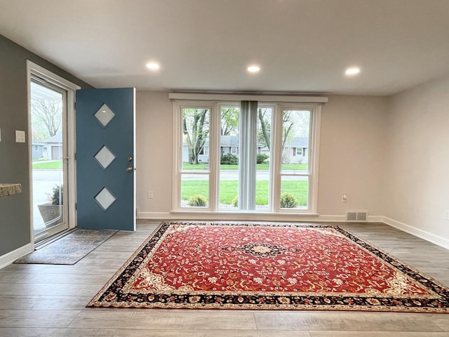 1299 Riverlane Dr, Bradley, IL 60915 - entrance foyer featuring wood finished floors, plenty of natural light, baseboards, and visible vents