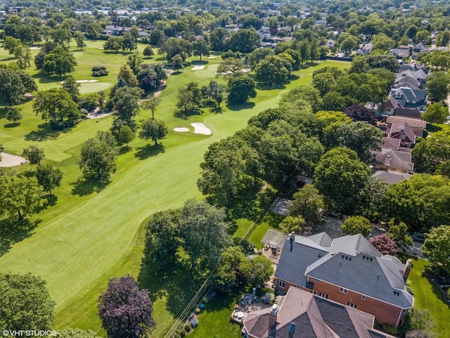 drone / aerial view with golf course view