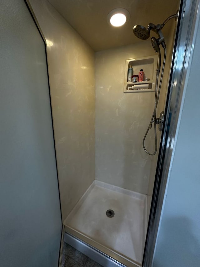bathroom with a stall shower