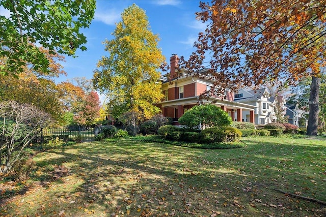 view of yard with fence