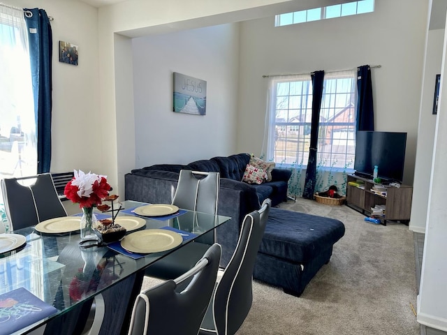 view of carpeted dining room