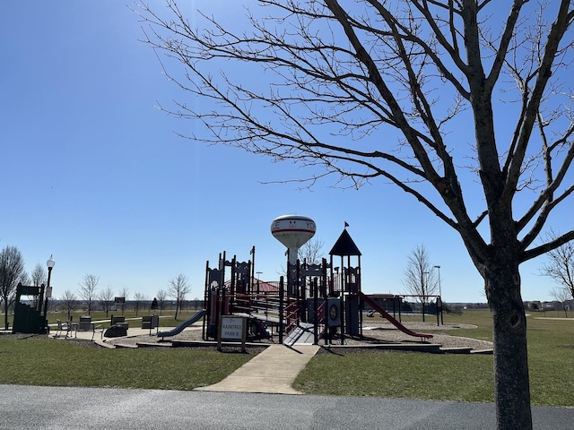 community playground with a lawn