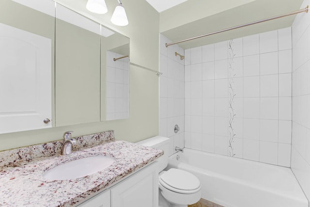 full bath with vanity, toilet, and shower / bathing tub combination