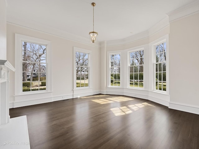 330 S County Line Rd, Hinsdale, IL 60521 - unfurnished dining area with wood finished floors, ornamental molding, and a chandelier