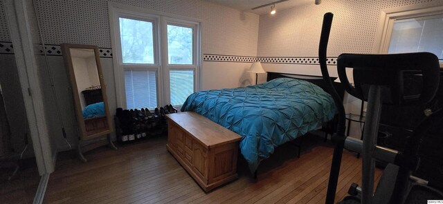 508 N Fayette, Carthage, IL 62321 - bedroom featuring light wood-style flooring and rail lighting