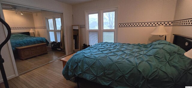 508 N Fayette, Carthage, IL 62321 - bedroom featuring rail lighting and wood finished floors